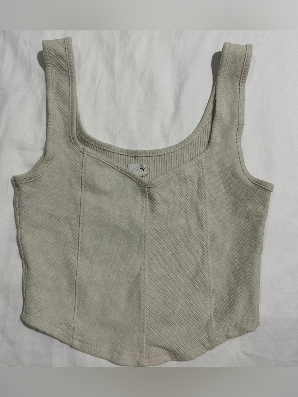 aerie Cream Ribbed Scoop Tank Top